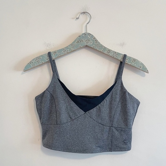 Satva Gray Mesh Yoga Longline Sports Bra - Picture 1 of 6